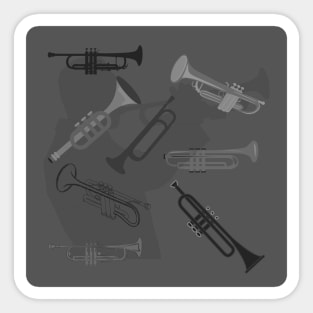 Black and Gray Trumpet Camo Sticker